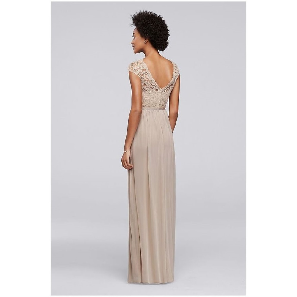 New DAVID'S BRIDAL Black Lace Bodice Long Gown NWT - Picture 2 of 7